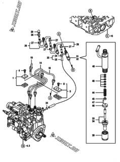  Двигатель Yanmar 3TNV84T-KSA, узел -  Форсунка 