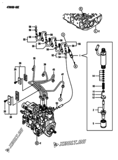  Двигатель Yanmar 4TNV88-GGE, узел -  Форсунка 