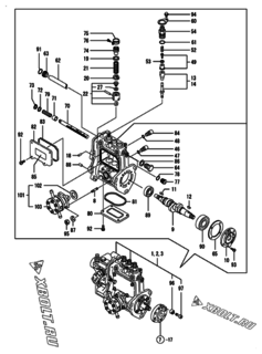  Двигатель Yanmar 3TNV70-NBK, узел -  Топливный насос высокого давления (ТНВД) 