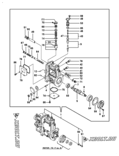  Двигатель Yanmar 2TNV70-ASAT, узел -  Топливный насос высокого давления (ТНВД) 