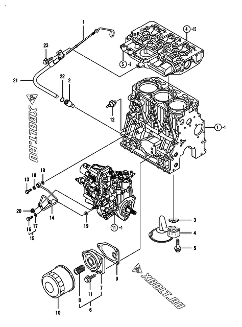  Система смазки двигателя Yanmar 3TNV84-XWL