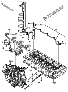  Двигатель Yanmar 4TNV84T-XWL, узел -  Форсунка 