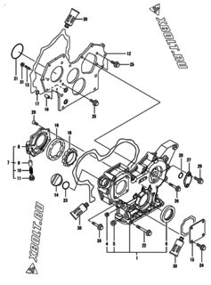  Двигатель Yanmar 4TNV88-XWL, узел -  Корпус редуктора 