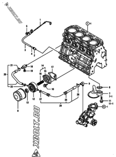  Двигатель Yanmar 4TNV88-XWL, узел -  Система смазки 