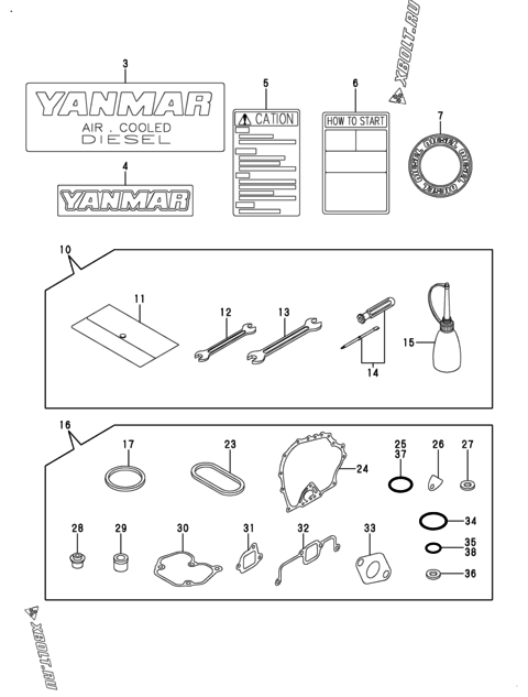  Инструменты, шильды и комплект прокладок двигателя Yanmar L48V6CF1T1BA