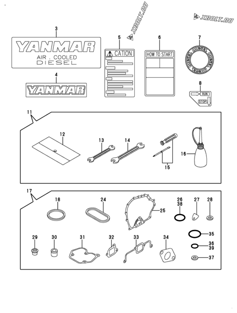  Инструменты, шильды и комплект прокладок двигателя Yanmar L48V6EA1C1AA