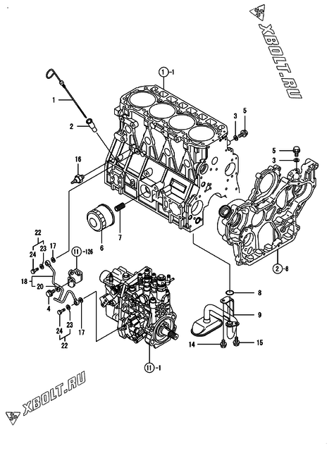 Система смазки двигателя Yanmar 4TNV98-SBK