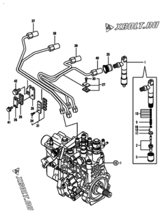  Двигатель Yanmar 4TNV98T-SBK, узел -  Форсунка 