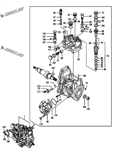 Топливный насос высокого давления (ТНВД) двигателя Yanmar 4TNV88-DMW