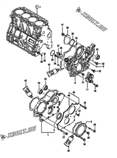  Двигатель Yanmar 4TNV98-NU2, узел -  Корпус редуктора 