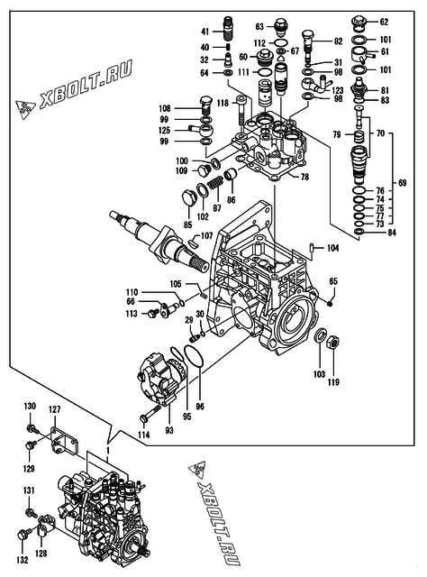  Топливный насос высокого давления (ТНВД) двигателя Yanmar 4TNV98-NU2