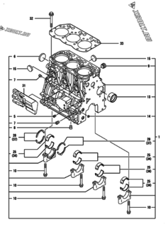  Двигатель Yanmar 3TNV84-GGE, узел -  Блок цилиндров 