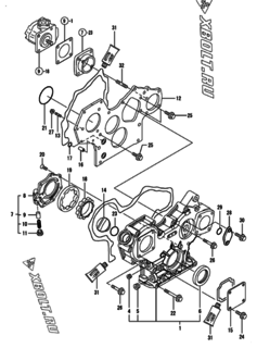  Двигатель Yanmar 3TNV84-NU1, узел -  Корпус редуктора 