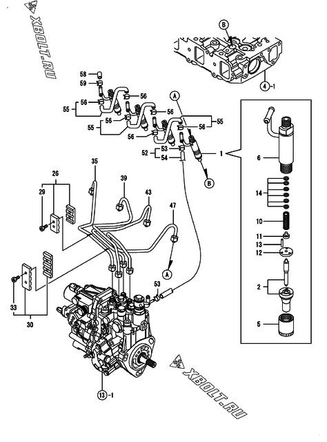  Форсунка двигателя Yanmar 4TNV84-LU2