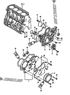  Двигатель Yanmar 4TNV94L-NU2, узел -  Корпус редуктора 