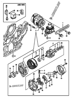  Двигатель Yanmar 4TNV94L-NU2, узел -  Генератор 
