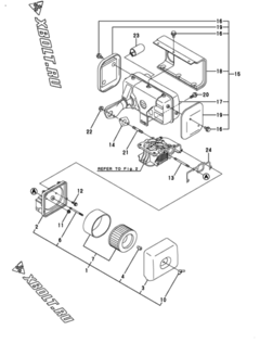  Двигатель Yanmar L100V6EA1C1AA, узел -  Воздушный фильтр и глушитель 