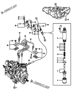  Двигатель Yanmar 3TNV88-GGEP, узел -  Форсунка 