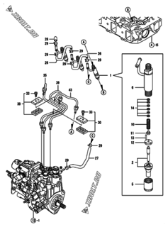  Двигатель Yanmar 3TNV88-GYM, узел -  Форсунка 