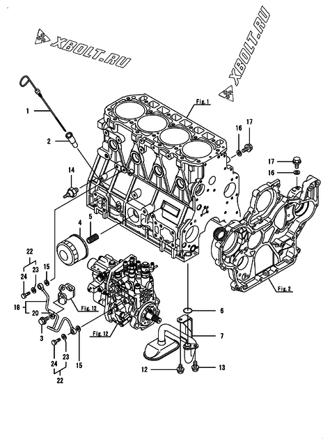  Система смазки двигателя Yanmar 4TNV98-IGEP