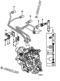  Двигатель Yanmar 4TNV98-IGEP, узел -  Форсунка 