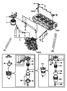  Двигатель Yanmar 4TNV98-IGEP, узел -  Топливопровод 