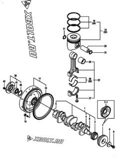  Двигатель Yanmar 4TNV98-NSAP, узел -  Коленвал и поршень 