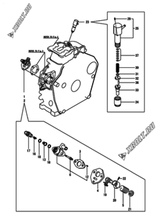  Двигатель Yanmar L48N6AF3R4AA, узел -  ТНВД и форсунка 