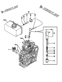  Двигатель Yanmar L100V6AA1R1AAS1, узел -  Топливный насос высокого давления (ТНВД) и форсунка 