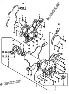  Двигатель Yanmar 2TNV70-KAP, узел -  Корпус редуктора 