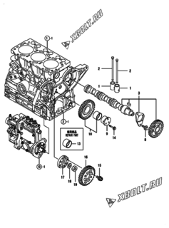  Двигатель Yanmar 3TNV76-DWL, узел -  Распредвал и приводная шестерня 