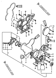  Двигатель Yanmar 3TNV70-GGEA, узел -  Корпус редуктора 