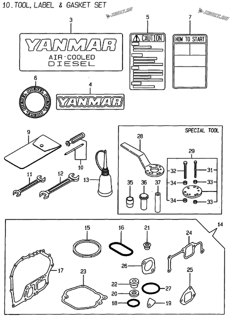  Инструменты, шильды и комплект прокладок двигателя Yanmar L100AE-D