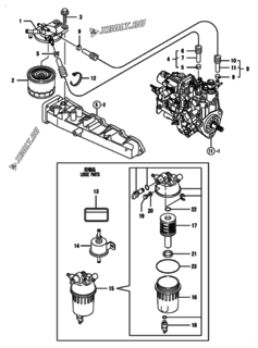  Двигатель Yanmar 4TNV88-BGGE, узел -  Топливопровод 