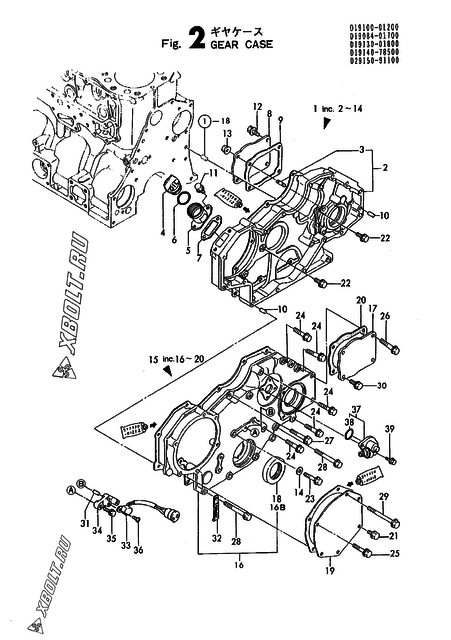  Корпус редуктора двигателя Yanmar 4TN100L-GD