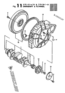  Двигатель Yanmar 4TN100TL-GD, узел -  Коленвал и маховик 