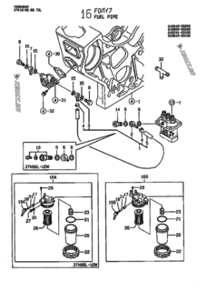  Двигатель Yanmar 3TN66L-UDW, узел -  Топливопровод 