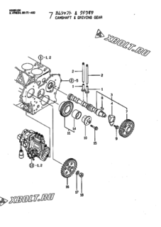  Двигатель Yanmar 3TNE88-AGD, узел -  Распредвал и приводная шестерня 