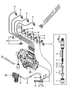  Двигатель Yanmar 4TNE88-AGD, узел -  Форсунка 