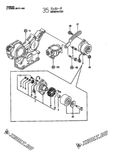  Двигатель Yanmar 4TNE88-AGD, узел -  Генератор 
