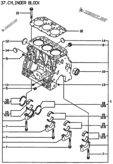  Двигатель Yanmar 3TNE84-GB2, узел -  Блок цилиндров 