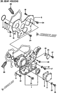  Двигатель Yanmar 3TNE84-GB2S, узел -  Корпус редуктора 