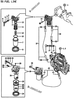  Двигатель Yanmar 3TNE84-GB2, узел -  Топливопровод 