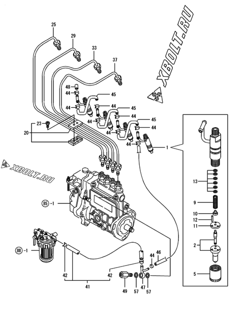  Форсунка двигателя Yanmar 4TNE84T-GB2S