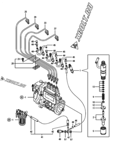  Двигатель Yanmar 4TNE84T-GB2S, узел -  Форсунка 