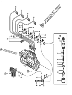  Двигатель Yanmar 4TNE84T-GB1S, узел -  Форсунка 