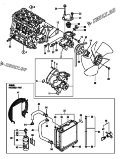  Двигатель Yanmar 3TNM68-HGB2B, узел -  Система водяного охлаждения 