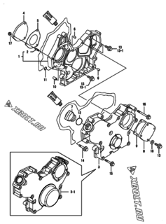  Двигатель Yanmar 4GPE86-HPS/HS, узел -  Корпус редуктора 