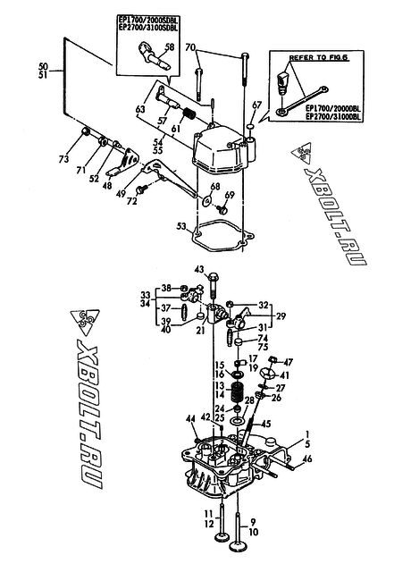  Головка блока цилиндров (ГБЦ) двигателя Yanmar EP1700/2000S