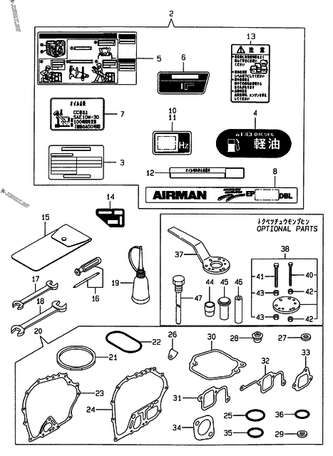  Инструменты, шильды и комплект прокладок двигателя Yanmar EP17/2000DBL